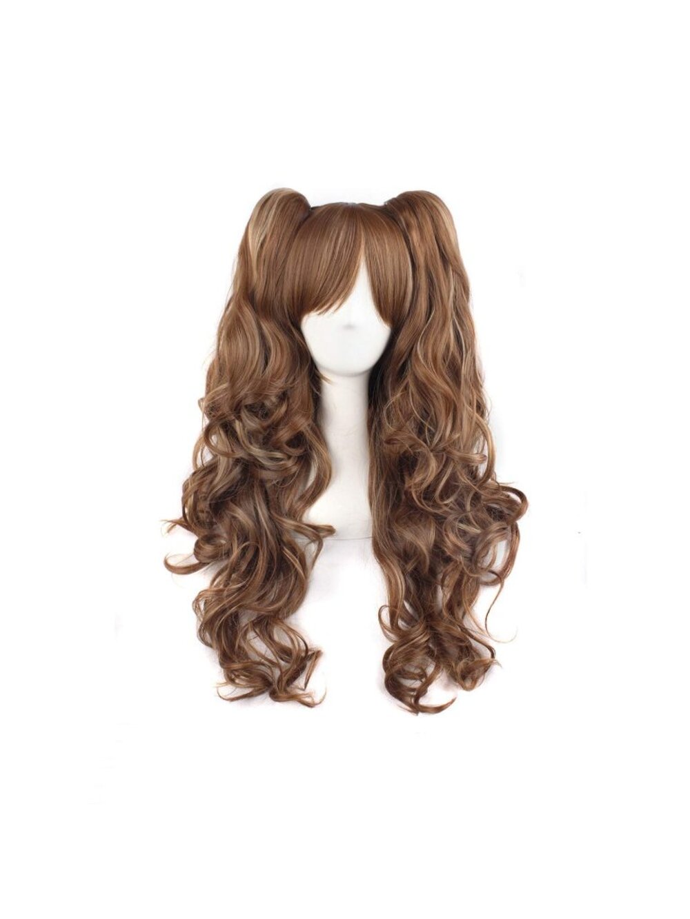 Women's Brown Khaki Synthetic Lolita Long Curly Clip On Ponytails Cosplay Wigs